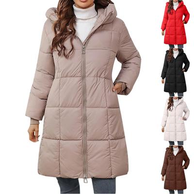 Women's Casual Jacket Lightweight Hooded Coat Mid-length Cotton Comfortable Warm Coat With Pocket