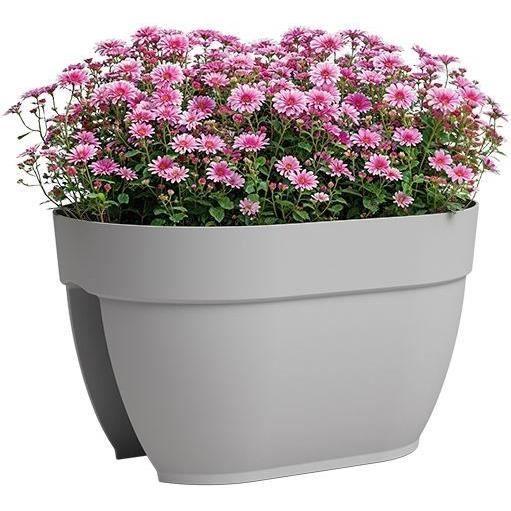 ARTEVASI Jardiniere balcon CAPRI CAMPANA - 40 ma - Gris clair - 39 x 25,6 x 22,5 cm