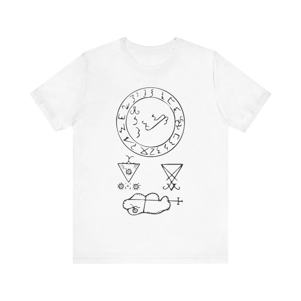 Full Sigil of Lucifer Satan Tshirt Devil Shirt Demonology Shirt Black Magic Occult Grimorium Verum Unisex Short Sleeve Tshirts