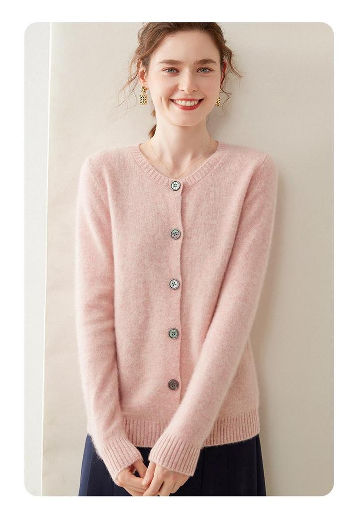 2025 Women's Cashmere Round Neck Loose Knit Sweater - Soft, Fluffy, Versatile Outerwear for Autumn and Winter