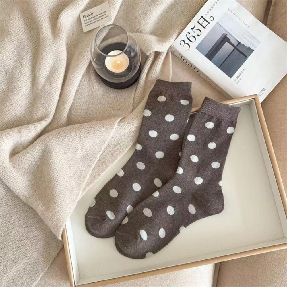 Mid-Calf Length Mid-Calf Crew Socks Polka Dot Pattern Warm Winter Socks Autumn Winter Season