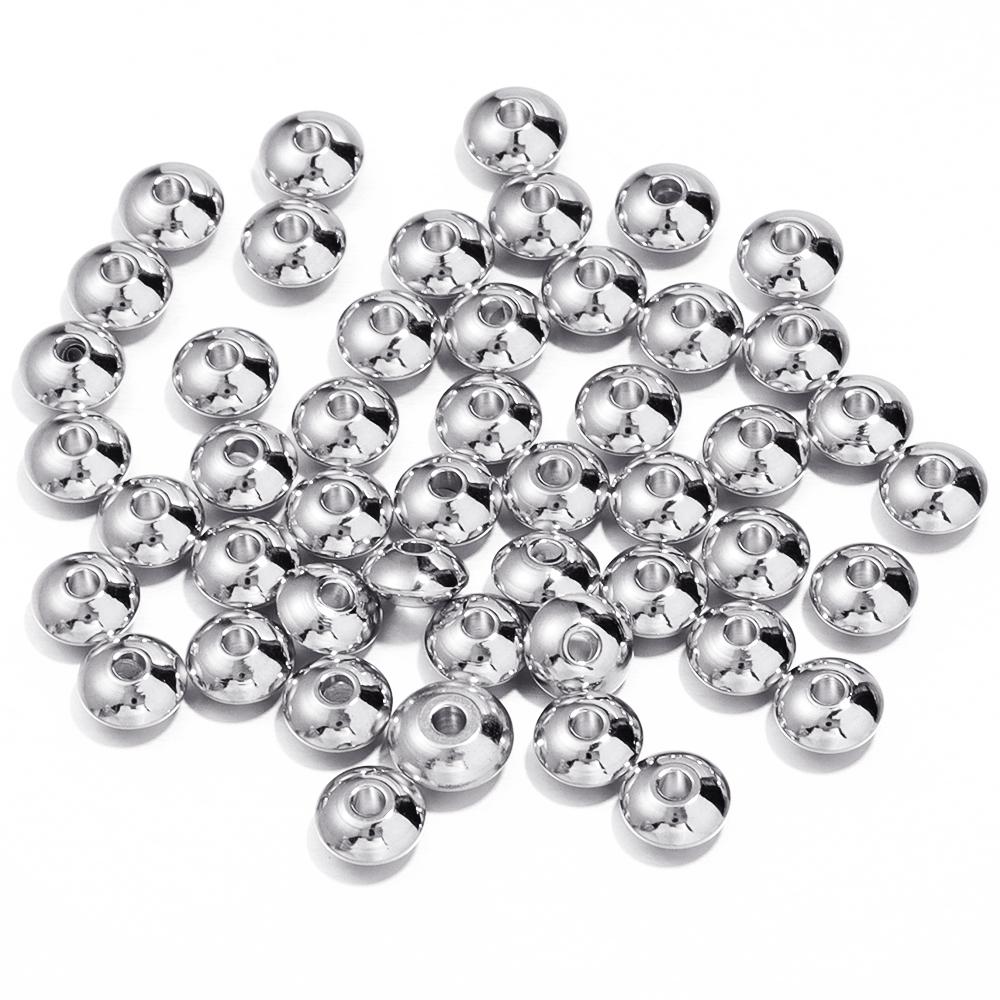 20-50Pcs/Lot Stainless Steel Abacus Beads Multi Size Curved Surface Spacing Beads For Jewelry Making Diy Bracelet Accessories