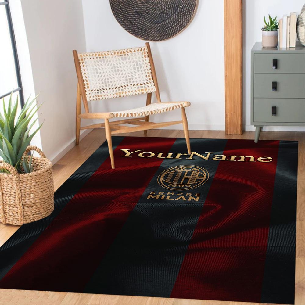 Ac Milan Customizable Name Floor Mat Suitable for Game Room Foyer Dormitory Dining Room Anti-slip Rug Decorate Offices
