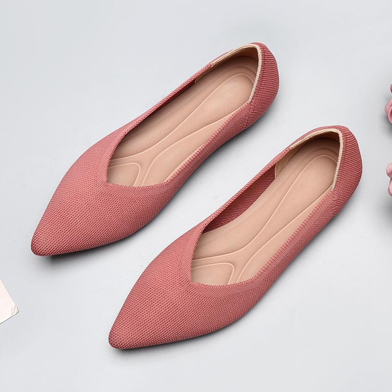 New Spring and Autumn Flying Weaving Single Shoes 40 Doudou 41 Flat Bottom 43 Large Size Women's Shoes Ladle Shoes