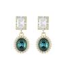 Emerald Zircon Retro Pendant Earrings – European & American High-End Fashion Dangles