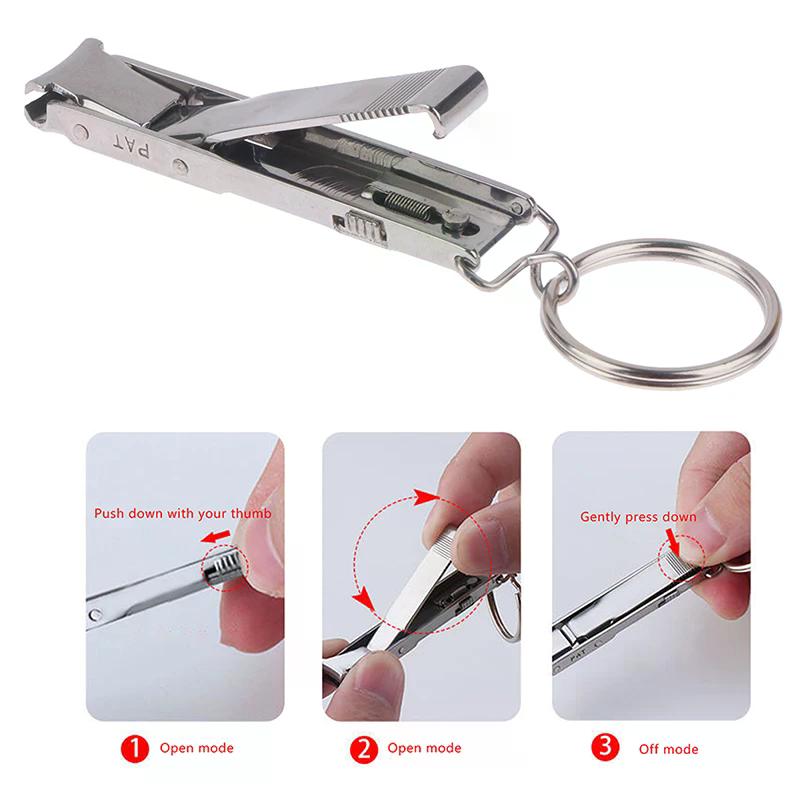 1Pc Ultra-Thin For Manicure Salon Nail Clippers Collapsible Portable Travel Fingernail Keychain Nail Scissors Cutter Stainless