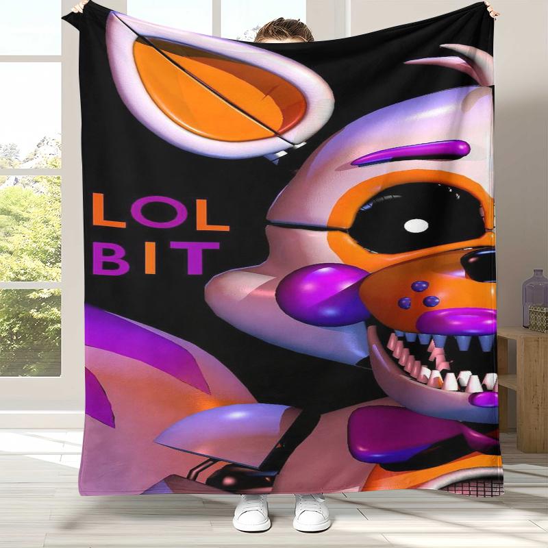 

Horror Freddy F-FNAF Games Flannel Blanket,Ultra Soft Warm Plush Throw for Home Bedroom Bed Sofa Cover Office Camping Picnic 75x90cm