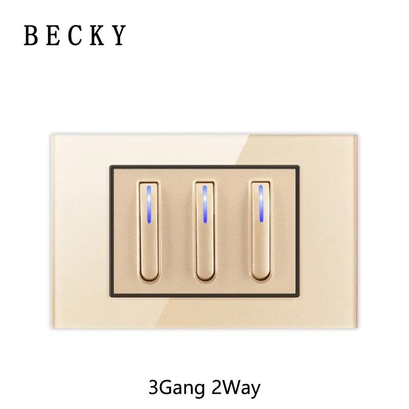 118 Type Gold Piano Key Tempered Glass Reset Switch Fashionable Switch Socket Universal Socket Home Hotel Office Decoration