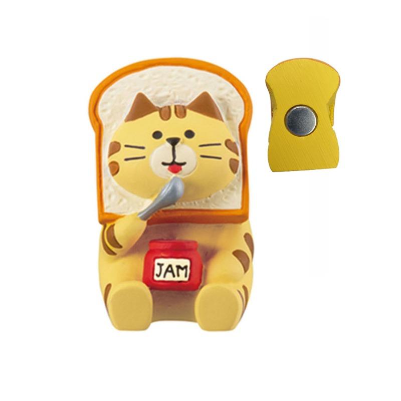 Japanese cat refrigerator sticker, grocery zakka cute bread coffee shop decoration gift miniature resin ornament