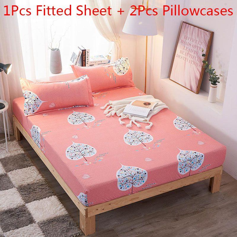 Elegant Multi-color Floral Fitted Sheet Set With Soft Breathable Fabric And Pillowcases