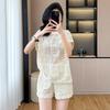 2026 Summer Petite Luxury Women's Suit: Hollow Out Top & Shorts Set – Slimming, Chic, and Trendy