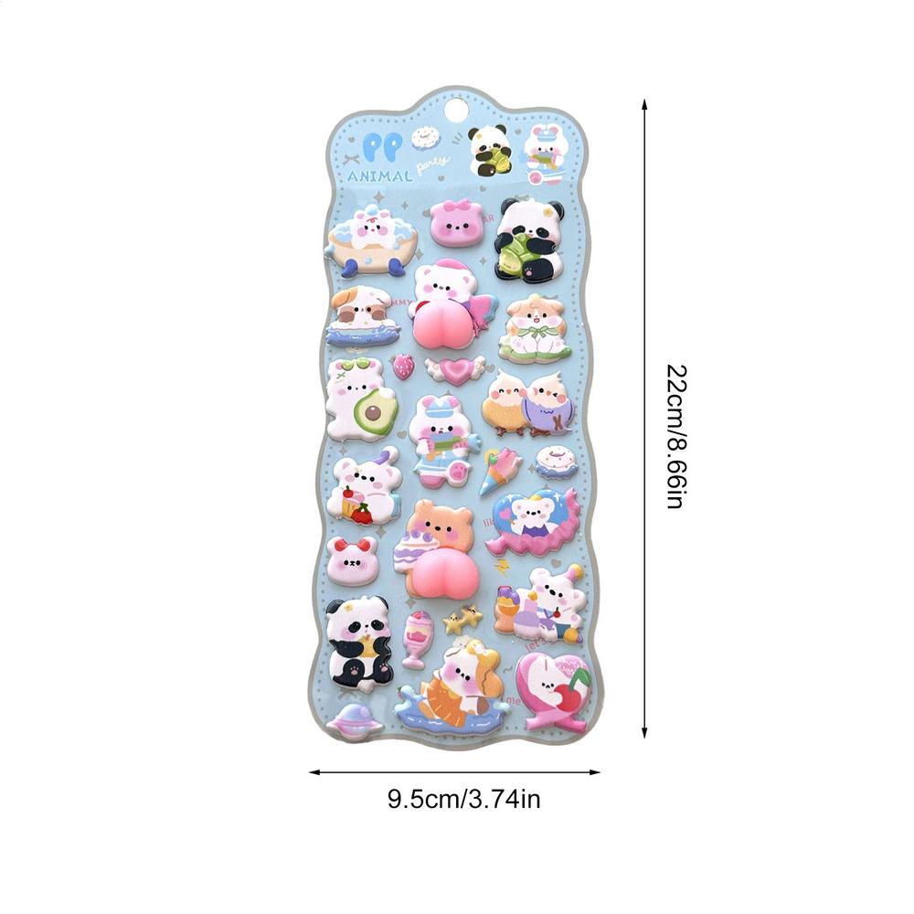 Kids 3D Stickers Self-adhesive Animal Cute Toys Bear Phone Case Stickers Craft Toys For Diary Scrapbook Pencil Case Tablet Etc