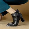 Fashion New Winter Split Leather Women Boot Shoes for Women Pointed Toe Fashion Ankle Boot Handmade Zapatos Mujer High Heels Wool Boots