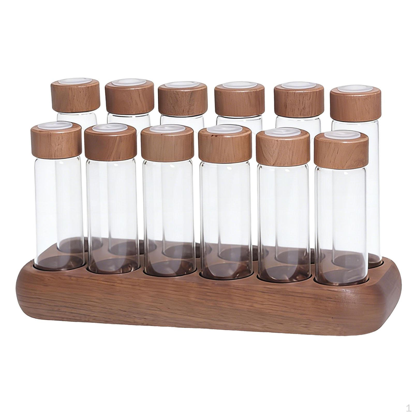 

Coffee Bean Storage Tubes with Wooden Stand, 12 Tubes, , Espresso Crates, Container for 6 Short and 6 Long