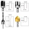 26ks Dřevoobráběcí stupňovitý vrták Tříbodová zápustná hmoždinka do dřeva Srážení hran Vrták Sada polohovačů středového razníku Nástroj na otvírání otvorů