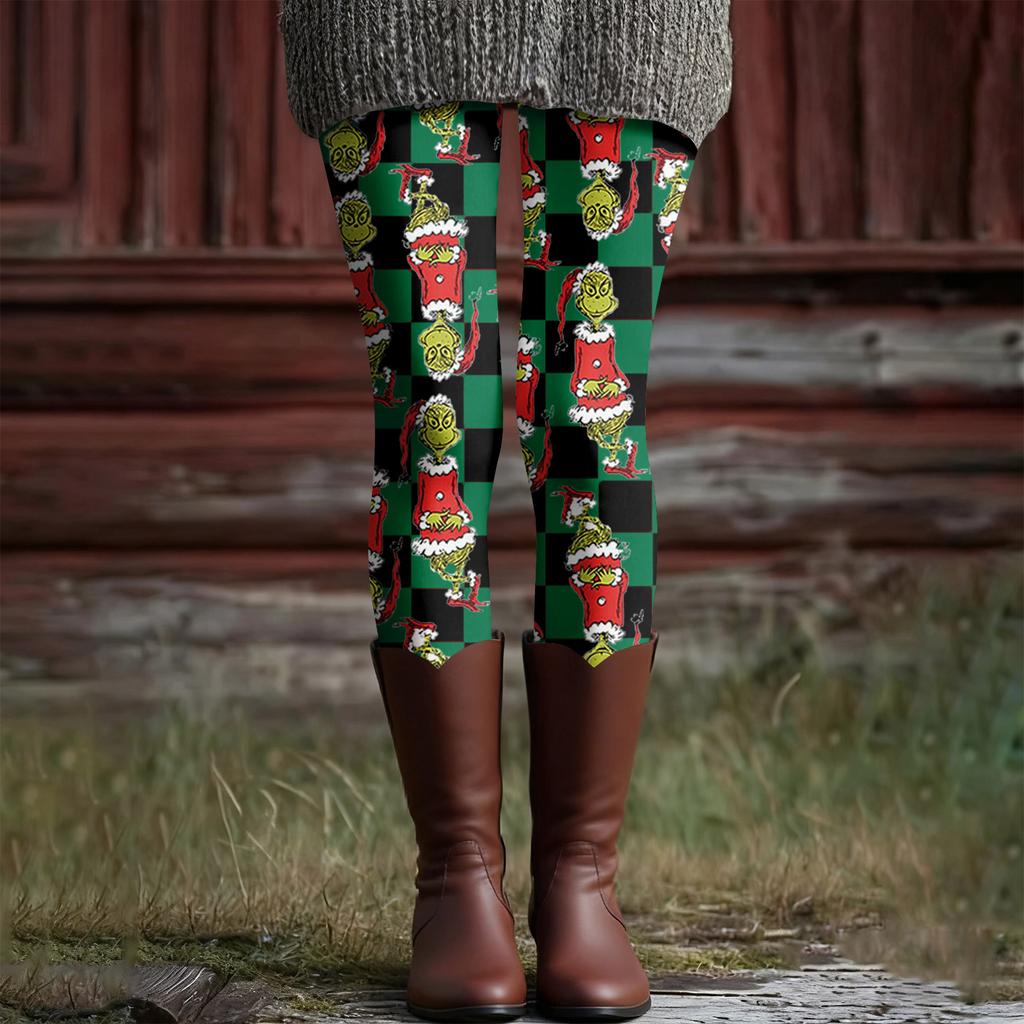 Women's Casual Fashion Outdoor Christmas Printed Slim Elastic Yoga Pants Cropped Pants