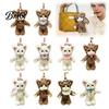 Soft Polyester Cat Pendant Plush Pendant, Cute Fuzzy Curly Kitten Charm, Decorative Keychain Stuffed Animal Backpack Gift for Lovers Bags