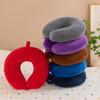 New in Minimalist Plush U-shaped Pillow Neck Airplane Pillow Traveling Car Home Office  Neck Flight Pillow Snap Strap Soft Cover