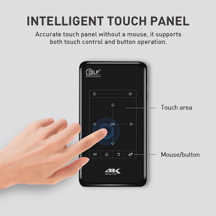 Portable 3D Mini Home 4K DLP Projector P09 with Battery—Second Generation