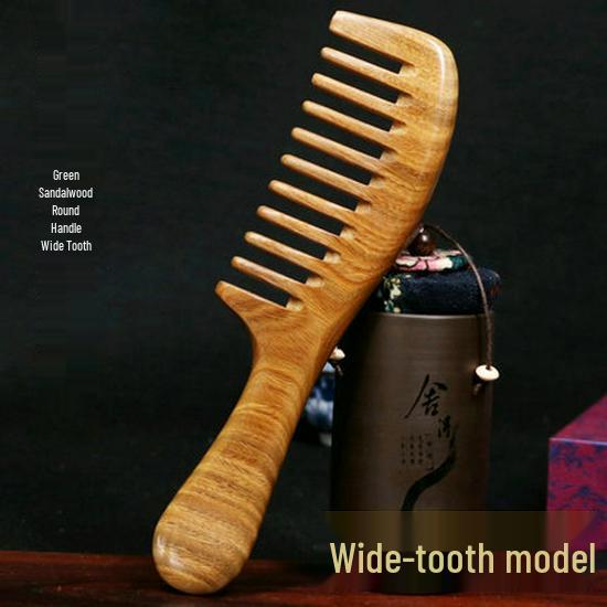 

Curly & Straight Hair Natural Green Sandalwood Comb - Massage & Beauty Hair Care Handcrafted.