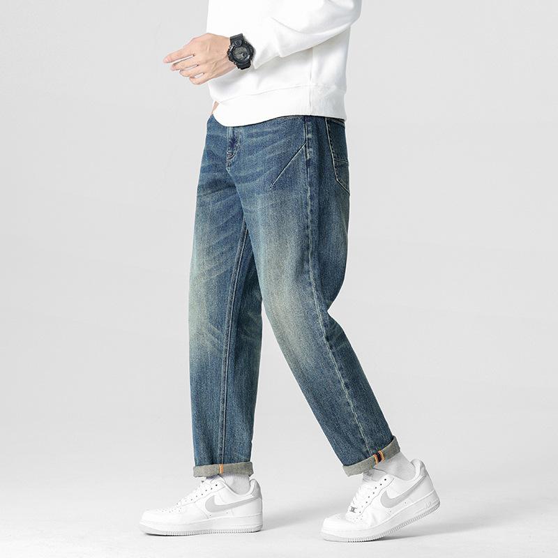 High Street Fashion Jeans Trendy Loose Daddy Pants Autumn and Winter New Tapered Harlan American Elastic Denim Pants