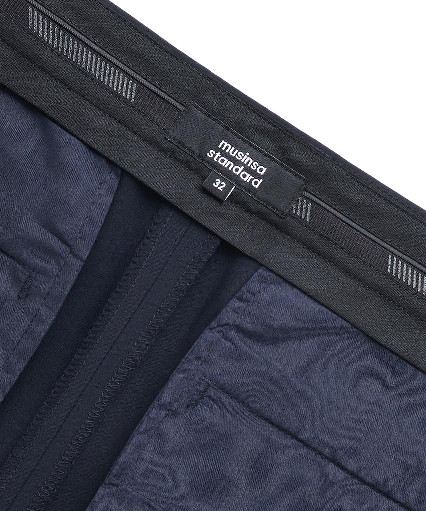 MUSINSA STANDARD [Cooltandard] Semi-Wide Hidden Elastic Waist Slacks [Navy]