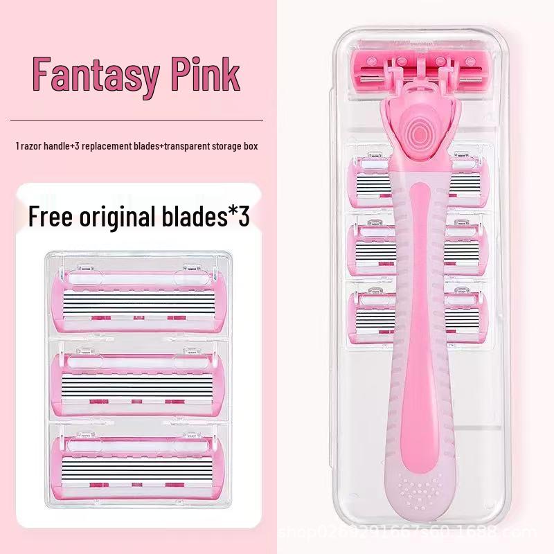 Women's 6-Layer Manual Razor for Body, Underarm, Pubic, and Leg Hair Removal.