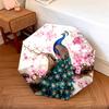 1 PC Automatic Folding Umbrella - Peacock with Pink Blossoms Pattern, Portable & Foldable Design with 8 Ribs, Christmas Birthday Gifts