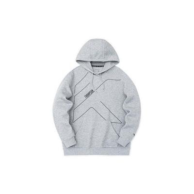 Anta Basketball Series Letter Stripe Hooded Pullover Sweatshirt Men Tops Grey 152311767-3