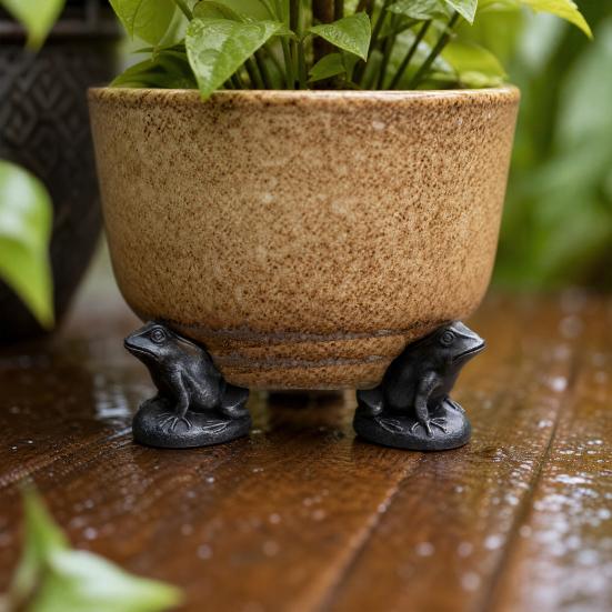 3 Stuks Dierlijke Bloempot Pot Ondersteuning Voetjes, Schildpad Kikker Hond Kat Konijn Bloempot Houder Verhoger Lift Standbeeld, Hars Dier Figuur Standbeeld Decoratie