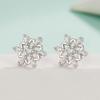 Romantic Snowflake Zircon Stud Earrings - Women's Elegant Charm with Inlaid Diamond and Leaf Design