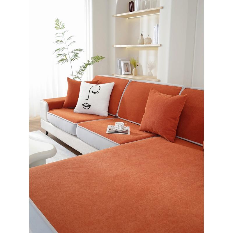 Husă de canapea all-inclusive pentru patru anotimpuri, universală, antiderapantă, gri închis, chenilă, canapea, pernă de scaun, husă pentru cotiera, prosop