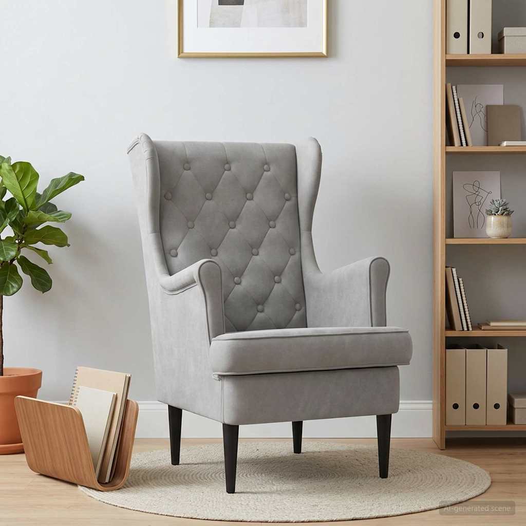 Armchair Light Grey Velvet