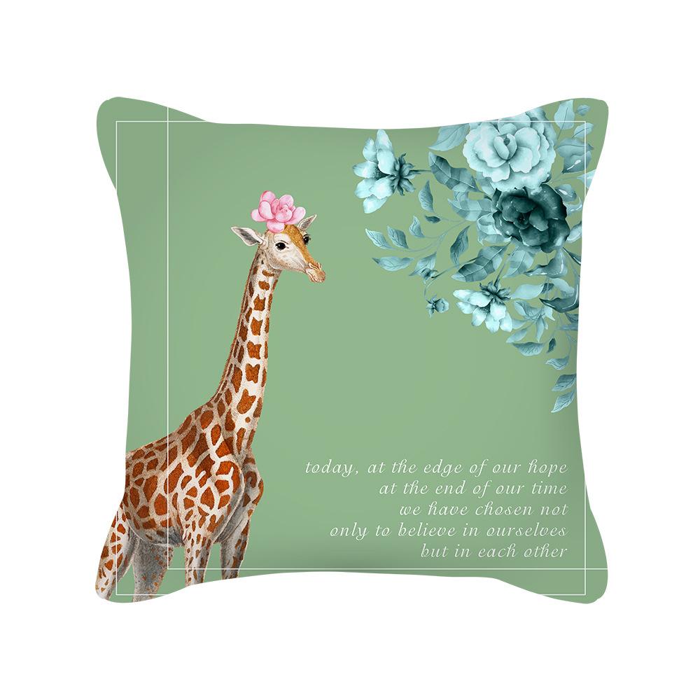 Small Fresh Peach Skin Pillowcase Nordic Summer Green Plant Cushion Pillowcase Home Supplies