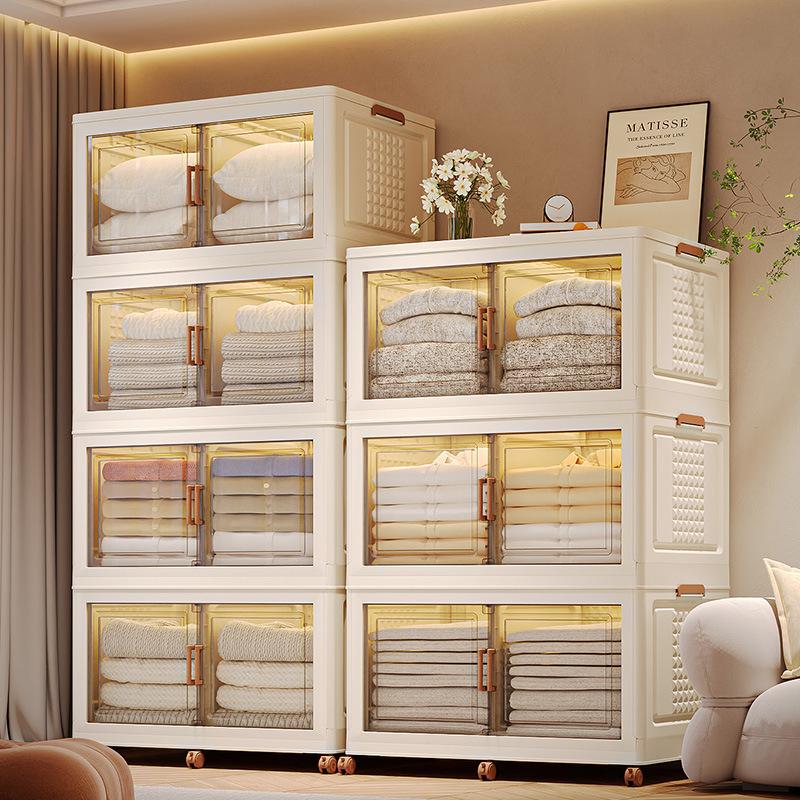 Folding Multi-layer Storage Cabinet for Clothes, Quilts, and Toys - No Installation Needed