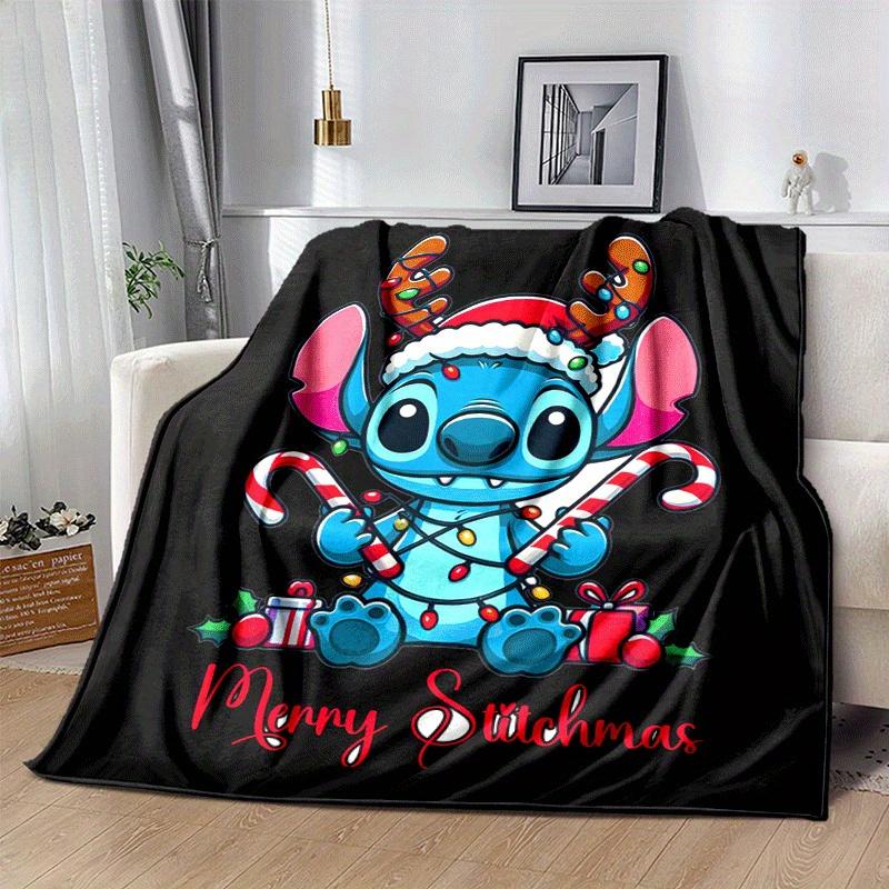 1pc Stitch Printing Blanket - Soft, All-Season Throw for Living Room, Beroom,Personalize Gift with Aorable Cartoon Esign