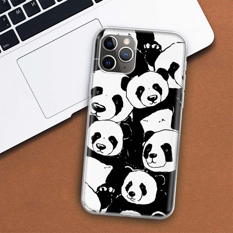 Cartoon Niedlicher Panda Bär Handyhülle Für Apple iPhone 11 12 13 14 Pro 7 XR X XS Max 6 6S 8 Plus + Mini 5 SE Druck Weiche Hülle Coque