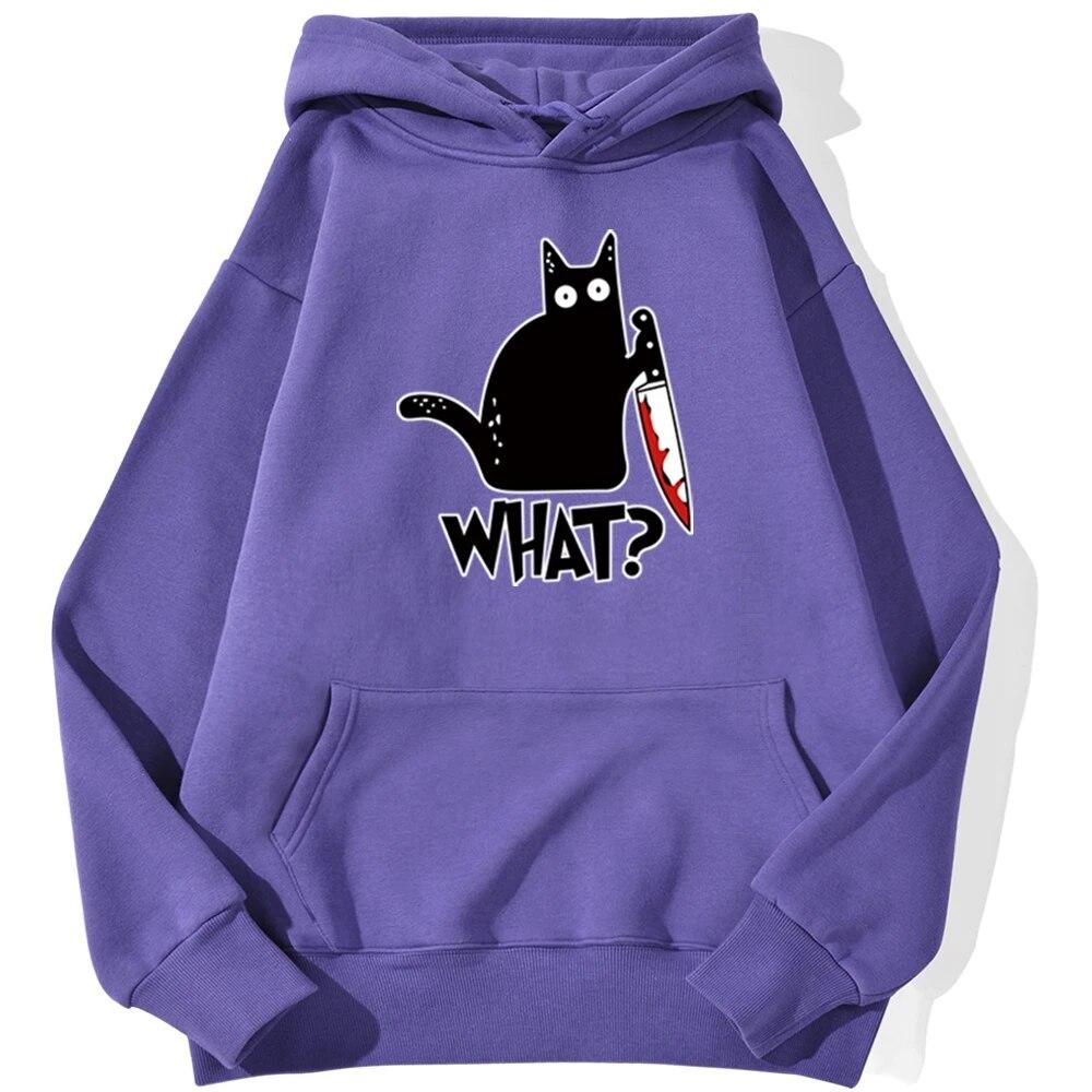 Killer Black Cat What Surprised Unisex Hoodies Streetwear Warm Male Hoodie Hip Hop Daily Casual Autumn Sweatshirt