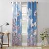 Blauer Himmel Wolken Blumen Vorhänge für Schlafzimmer Wohnzimmer Fensterdekorationen Jalousien Küche Heimdeko Vorhänge