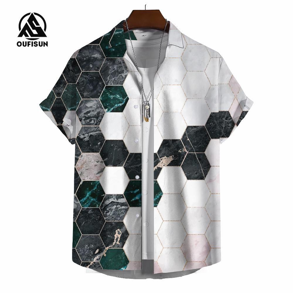 Sommer Herren Casual Kurzarmhemden Bunte Karomusterhemden Tägliche Freizeitkleidung Übergroße Herrenhemden