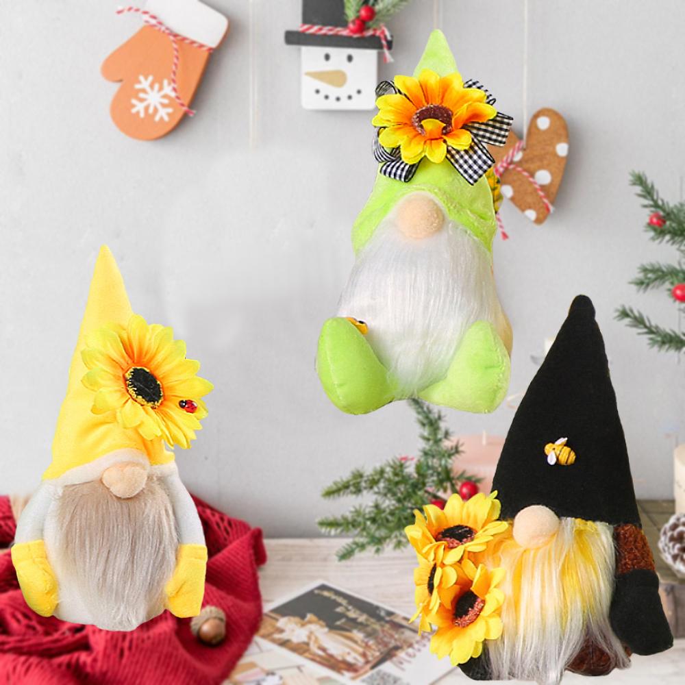 Halloween Faceless Gnome Dolls, Pumpkin Sunflower Fall Harvest Gnomes Farmhouse Elf Dwarf Plush Ornament for Halloween Christmas