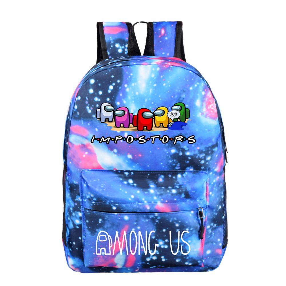 Stylish Among Us Backpack With Starry Background Perfect For Boys And Girls