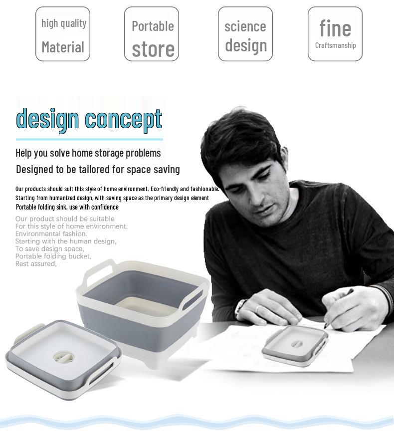 Collapsible Kitchen Sink Basket: Portable Telescopic Folding Basin for Washing and Draining Vegetables and Fruits.