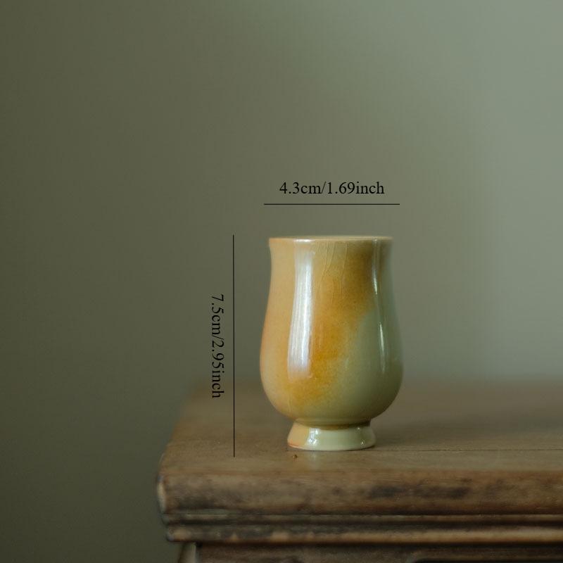 High temperature kiln change glaze high foot smell cup handmade women use firewood kiln change small teacup three colors