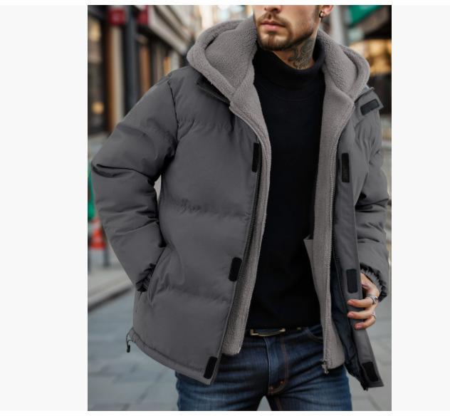 Winter New Thick Plus Size Warm Men's Fake Two-piece Trendy Cotton Jacket with Loose Zipper and Casual Cotton Jacket for Men