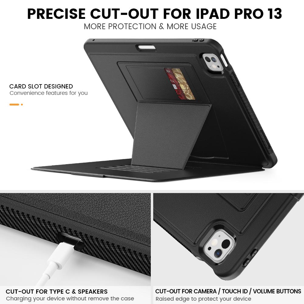 Style B For iPad Pro 13 (2024) Stand Case PC+TPU+PU Shockproof Tablet Cover with Card Slots