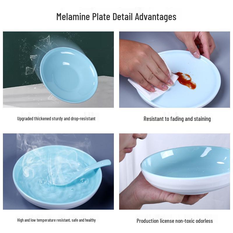 Creative Solid Color Melamine Plate – Faux Porcelain Round Tableware for Home or Hotel Use