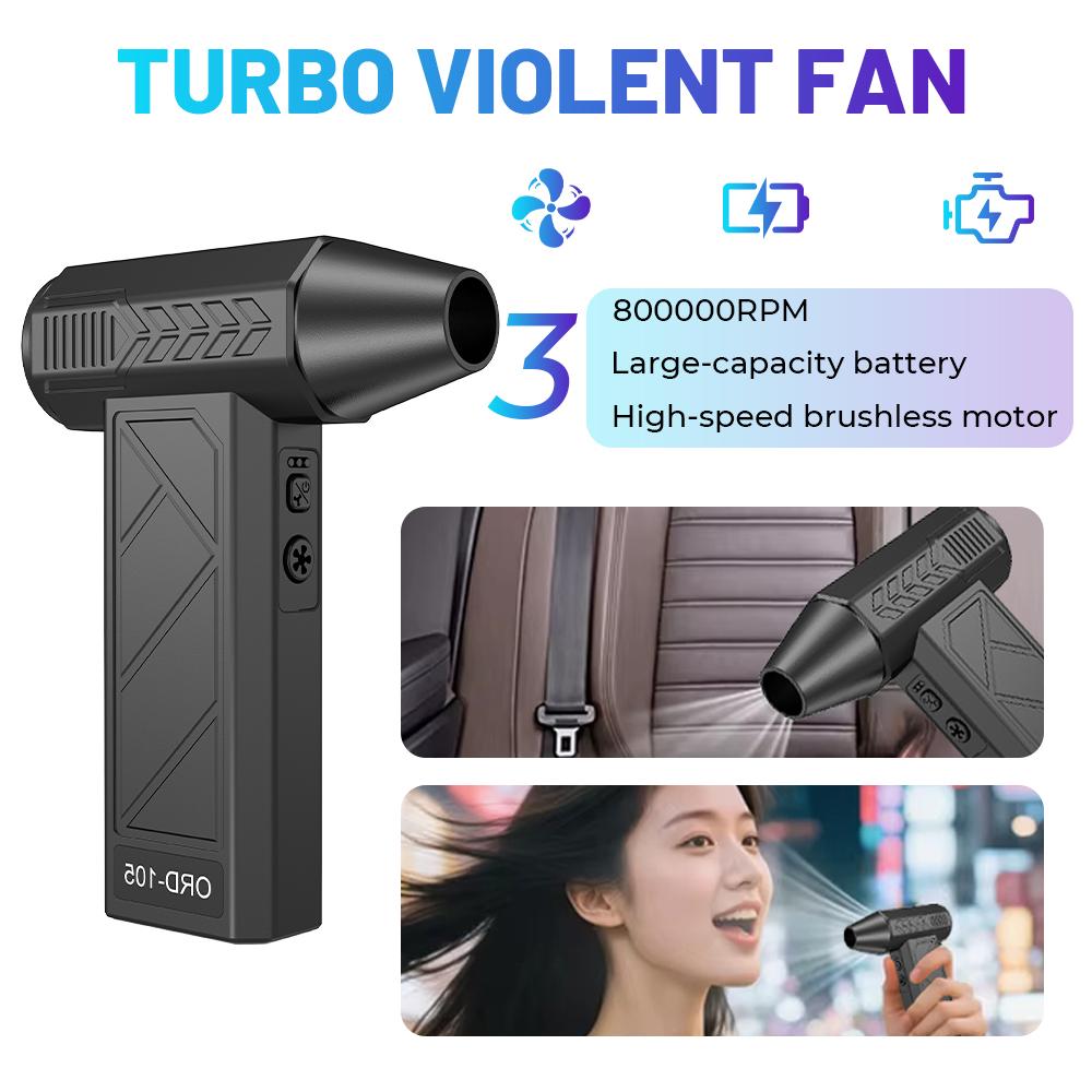 Turbo Jet Blower 800000RPM Handheld Turbo jet fan Brushless Motor & Strong Wind Outdoor Powerful Air Blower Rechargeable PC Tool