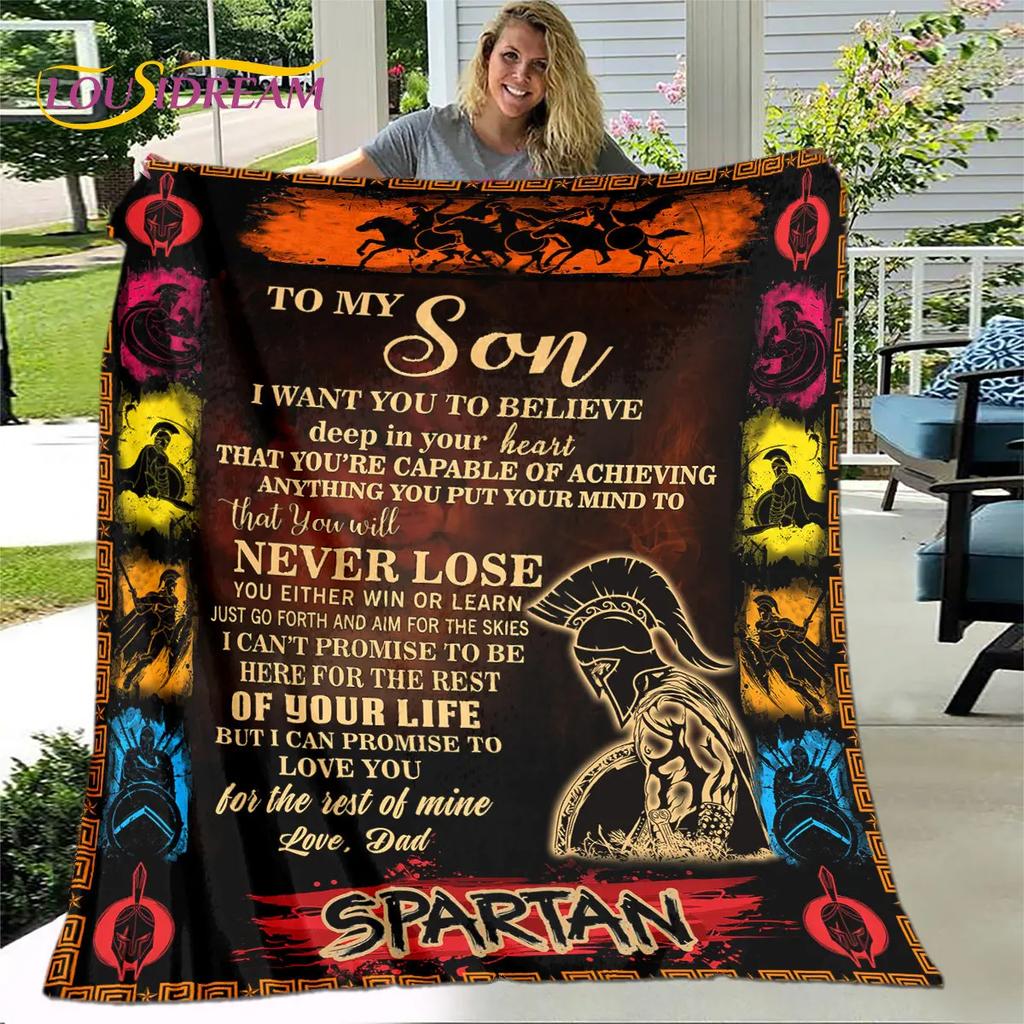 To My Son Plush Lion Wolf Dragon Eagle Quilt Blanket,Flannel Blanket Throw Blanket for Living Room Bedroom Bed Sofa Gift for Son