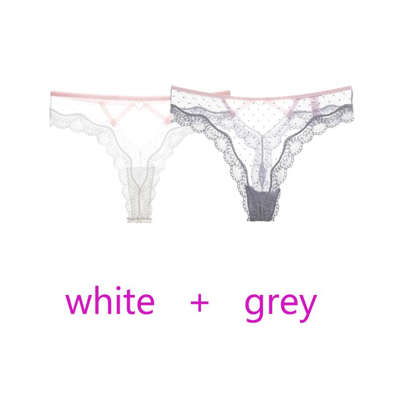 TERMEZY 2Pcs/Lot Sexy Lace Panties Women Low-waist Underwear Hollow Out Transparent Thong Female Seamless G-string Lingerie Underpant